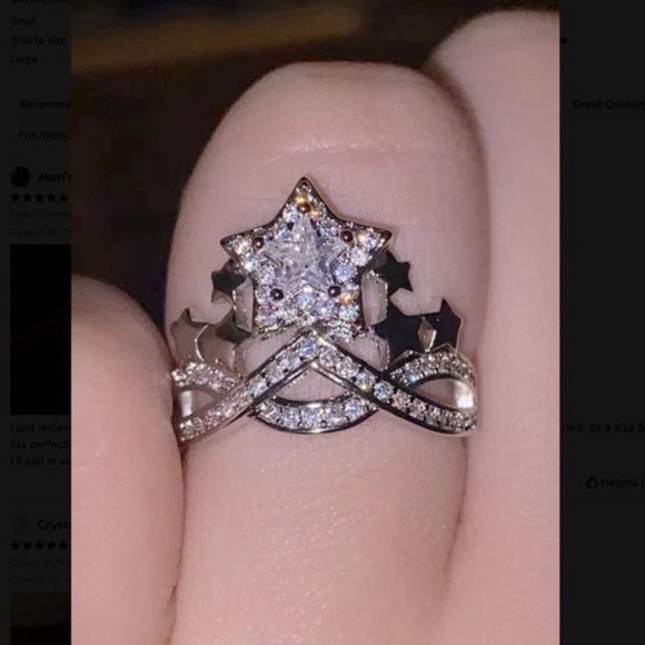 ⭐️Sterling Silver Shooting Star CZ Diamond Shooting Star Ring - Picture 9 of 13